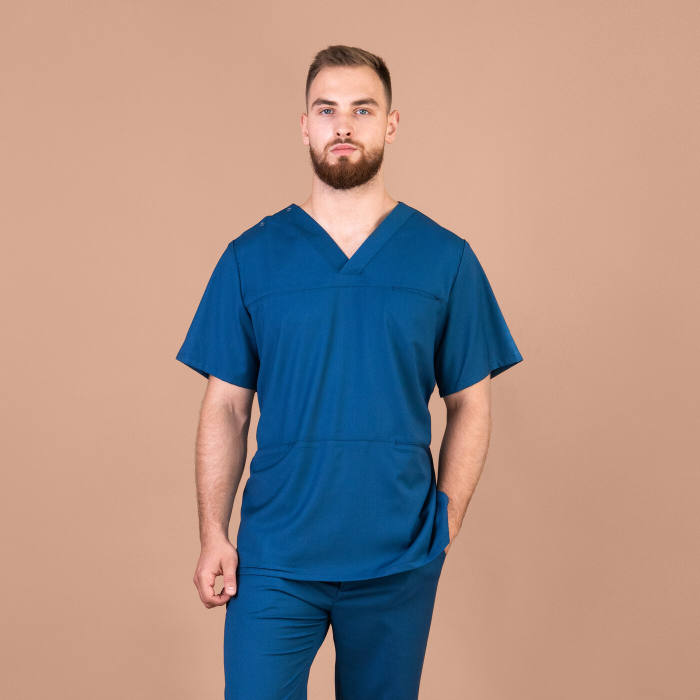 

Блуза медицинская мужская NoBrand TZ600 синяя 56 RU, Синий, TZ600