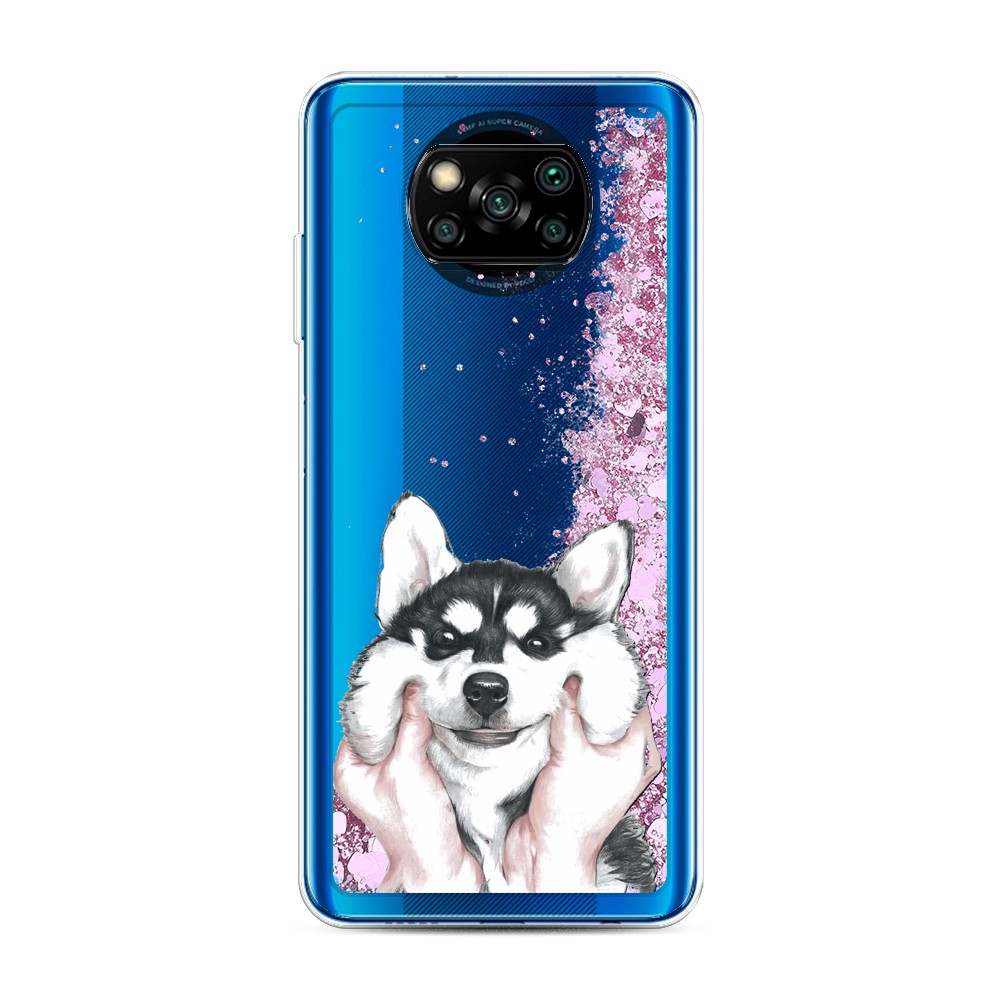 

Жидкий чехол с блестками "Щечки хаски" на Xiaomi Poco X3 NFC, 39294-1