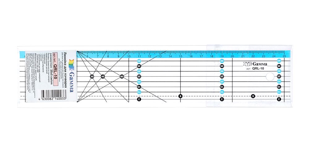 

Линейка для пэчворка, 5х25 см, Gamma QRL-10