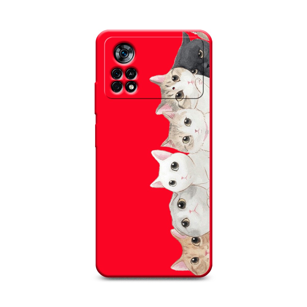 

Матовый силиконовый чехол "Котики" на Xiaomi Poco X4 Pro 5G, Котики
