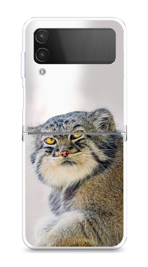 

Чехол на Samsung Galaxy Z Flip 4 "Кот манул 1", Серый;белый;желтый, 2106650-1