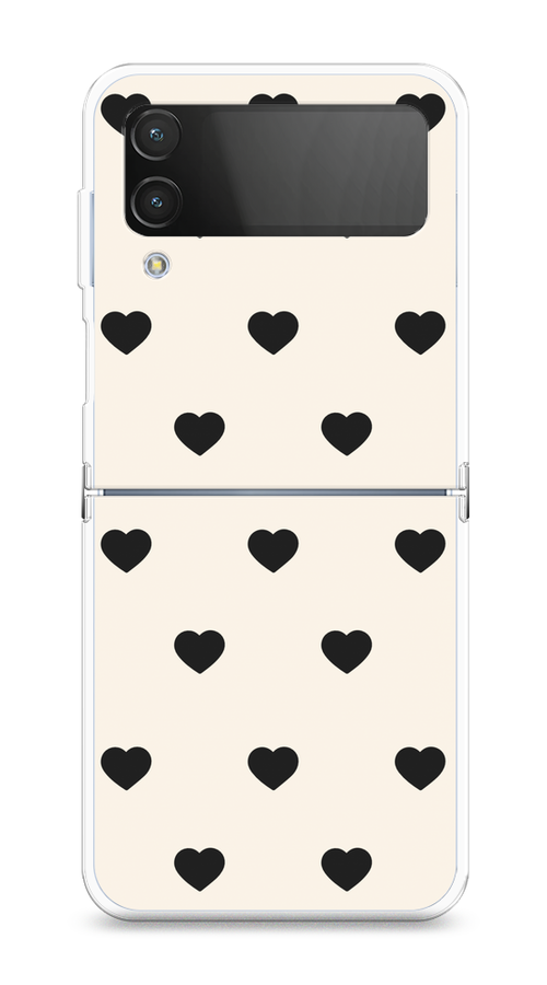 

Чехол на Samsung Galaxy Z Flip 4 "Черные сердечки на белом", Черный;белый, 2106650-1
