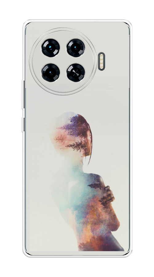 

Чехол на Tecno Spark 20 Pro Plus "Девушка-лес", Розовый;голубой;серый, 305050-1