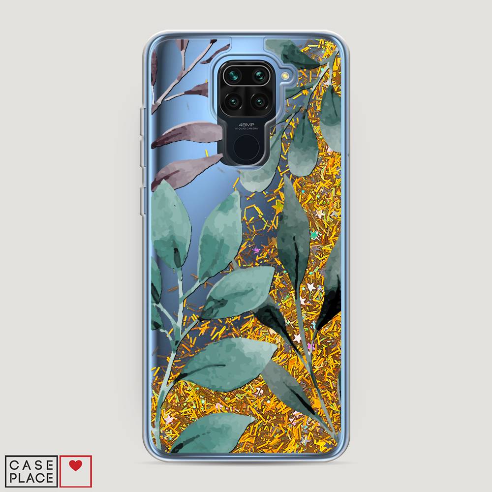 

Жидкий чехол с блестками "Листы цветов" на Xiaomi Redmi 10X 4G, 38290-1