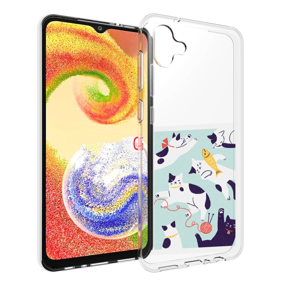 

Чехол MyPads коты-с-клубками для Samsung Galaxy A04, Прозрачный, Tocco