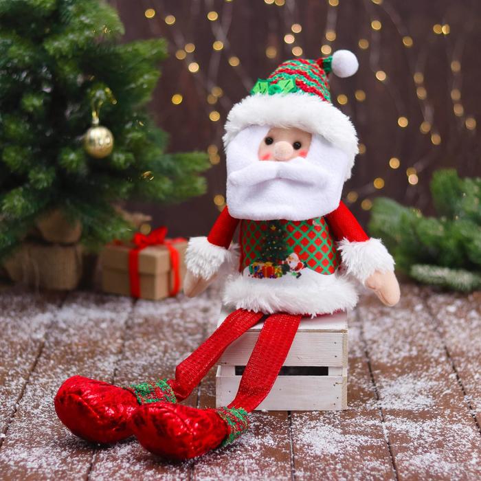 фото Мягкая игрушка дед мороз в новогоднем костюме - длинные ножки 12х62 см зимнее волшебство