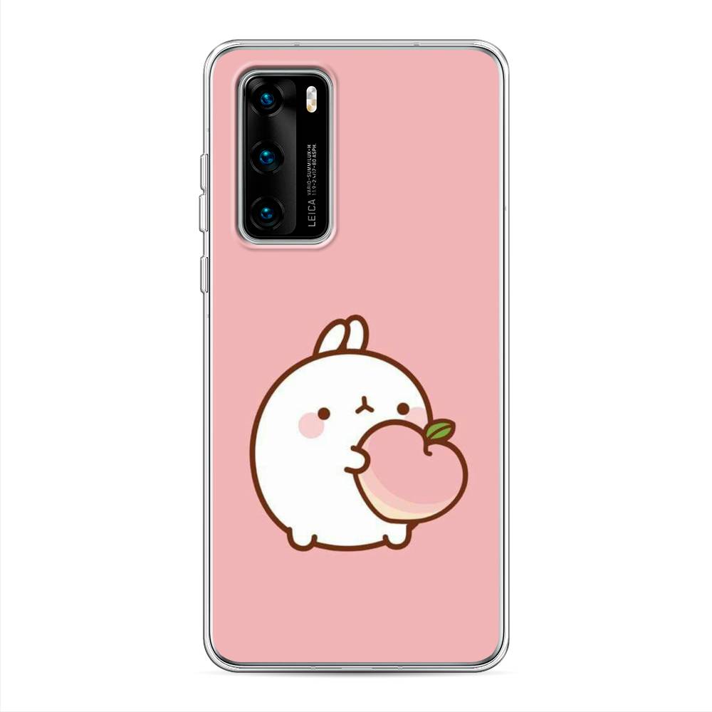 

Чехол Awog на Huawei P40 "Кролик с персиком", Розовый;бежевый, 610850-1