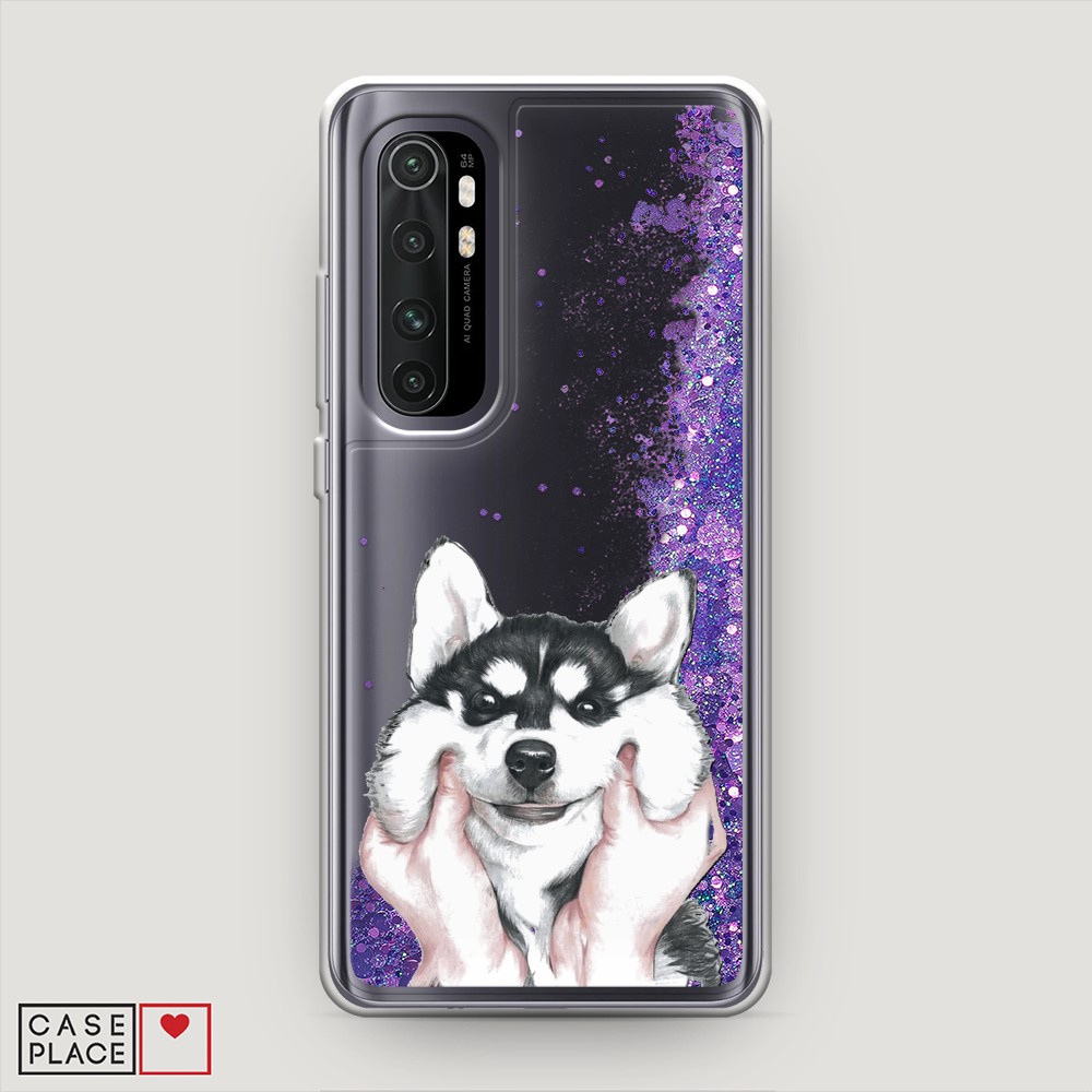 

Жидкий чехол с блестками "Щечки хаски" на Xiaomi Mi Note 10 lite, 38492-1