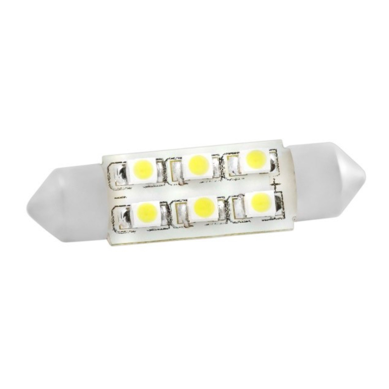 фото Лампа подсветки светодиодная c5w 12v "skyway" (t11, 6 smd, с цоколем 39 мм, 1-конт, белая)