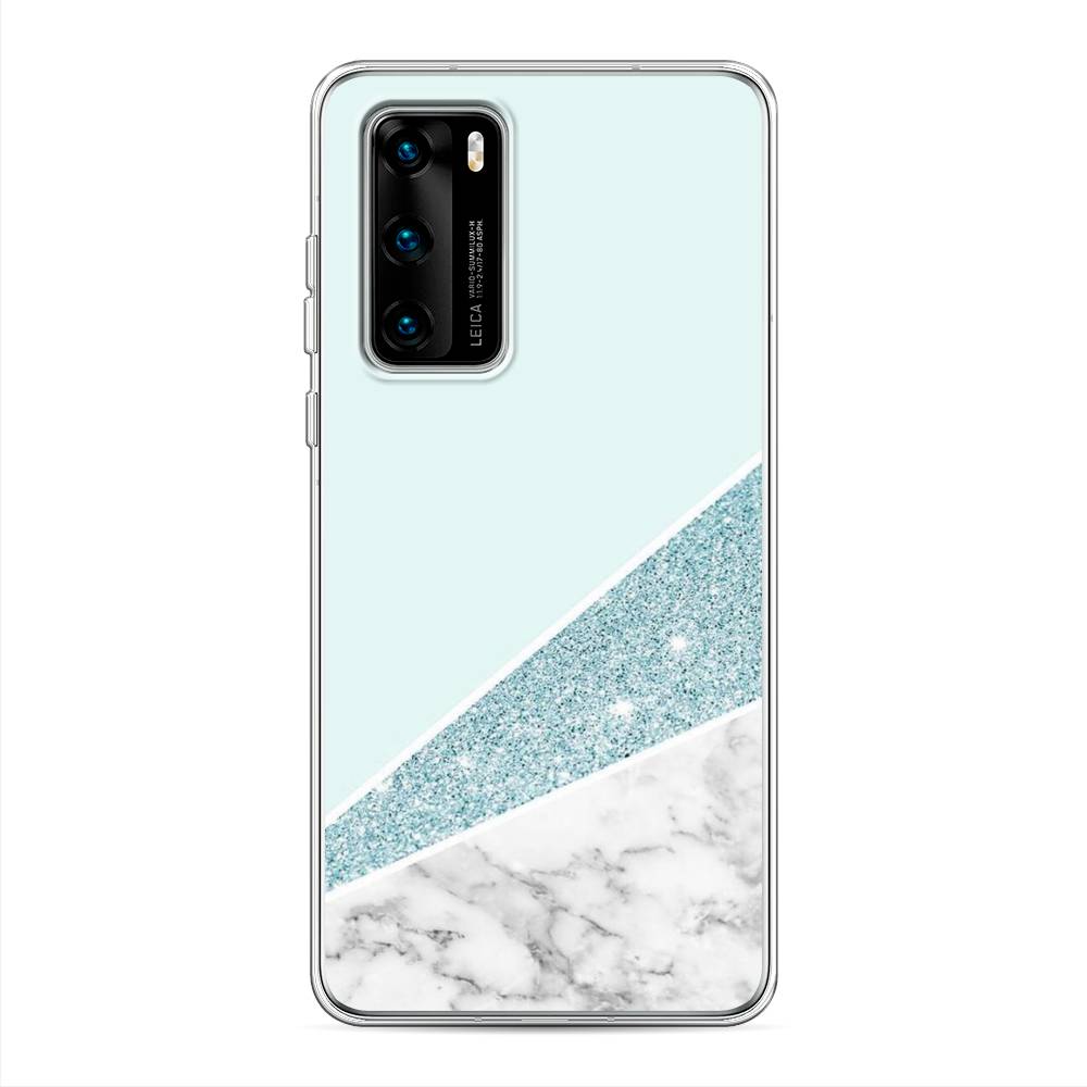 фото Чехол awog "мрамор с голубыми блестками" для huawei p40