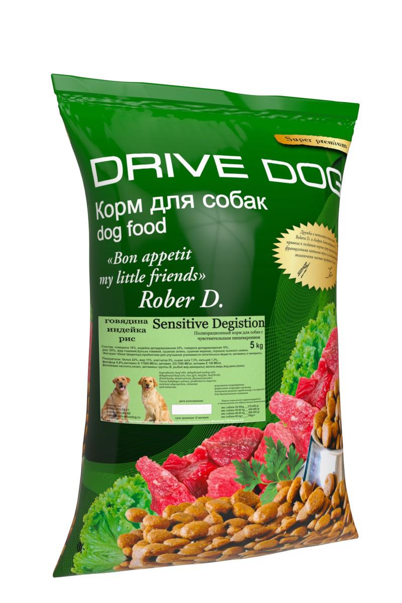 Сухой корм Drive Dog для собак с чувствительным пищеварением, говядина с индейкой, 5 кг