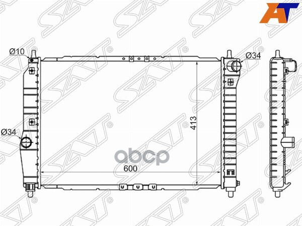 SAT Радиатор DAEWOO KALOS 02-/CHEVROLET AVEO 1.4 05-(трубчатый)