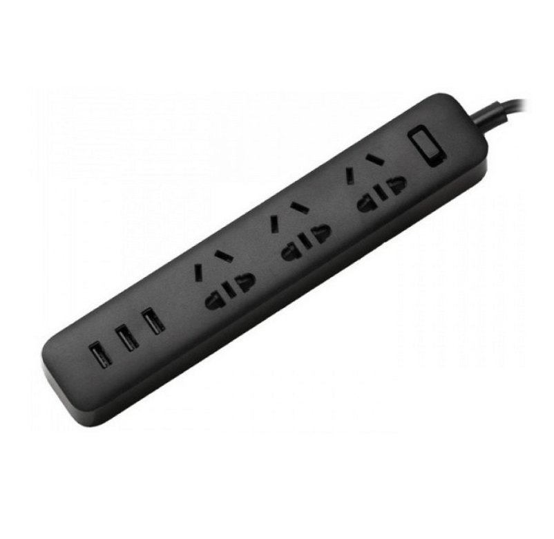 фото Удлинитель xiaomi mi power strip 3 usb 3 розетки (xmcxb01qm) black