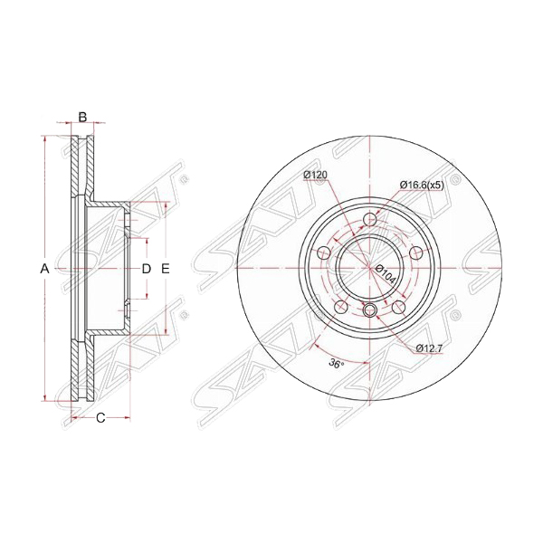 

Диск Тормозной Перед Bmw X3 F25 10-/X4 F26 14- Sat арт. ST34106787490