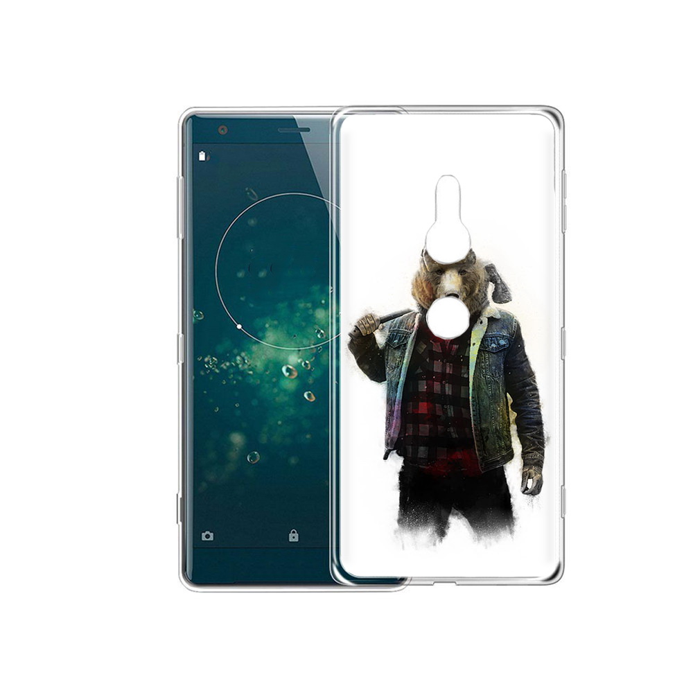 

Чехол MyPads Tocco для Sony Xperia XZ2 медведь с топором, Прозрачный, Tocco