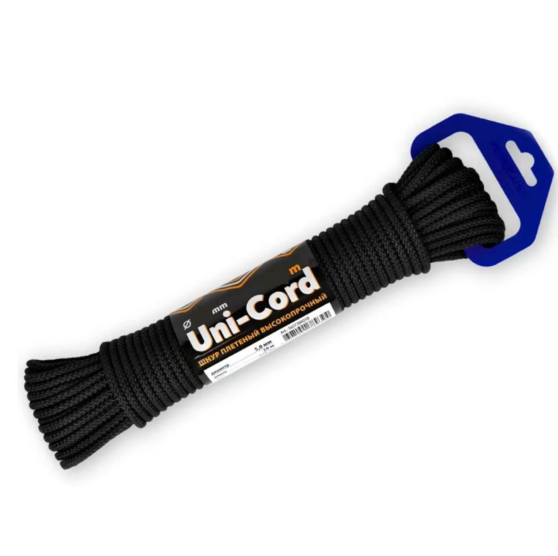 

Шнур плетеный Петроканат UNI-CORD 6,0 мм (20 м) черный, евромоток (- / 4 / 200 / черный /, Uni-Cord