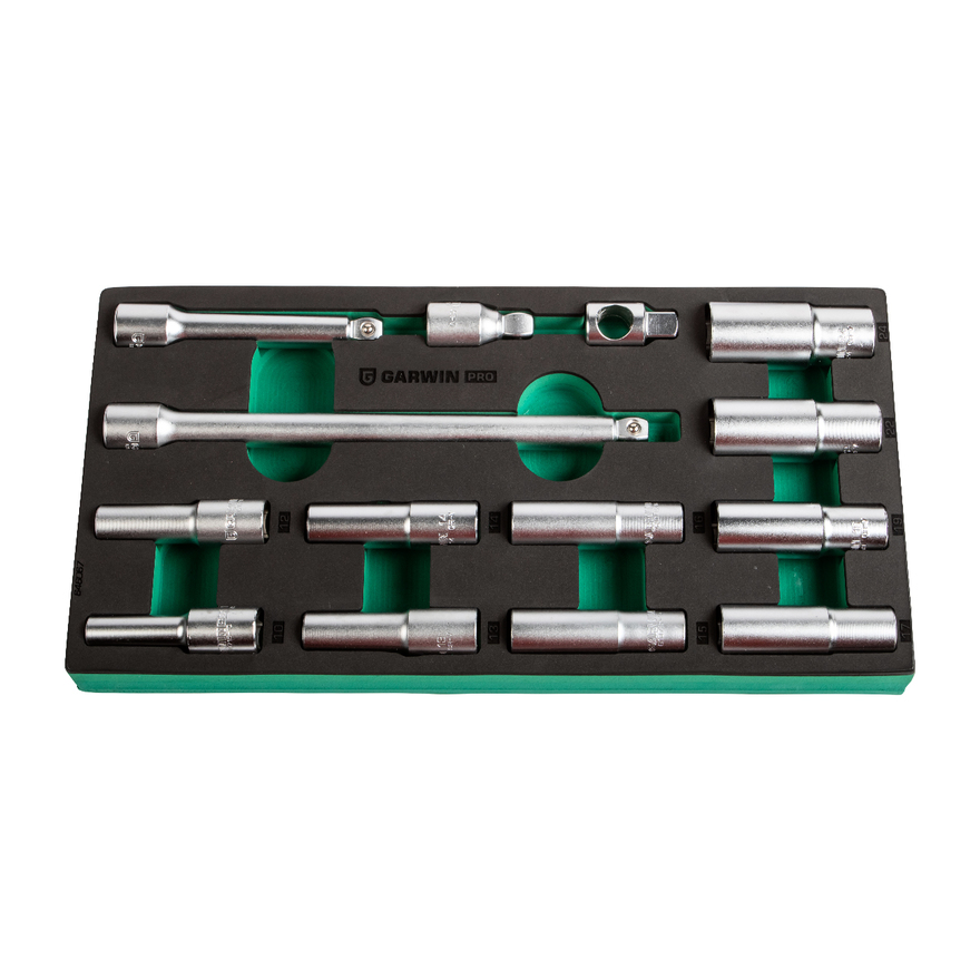 

Набор торцевых головок GARWIN PRO 646067 глубоких 1/2'' 10-24 мм 14 пр. в ложементе EVA