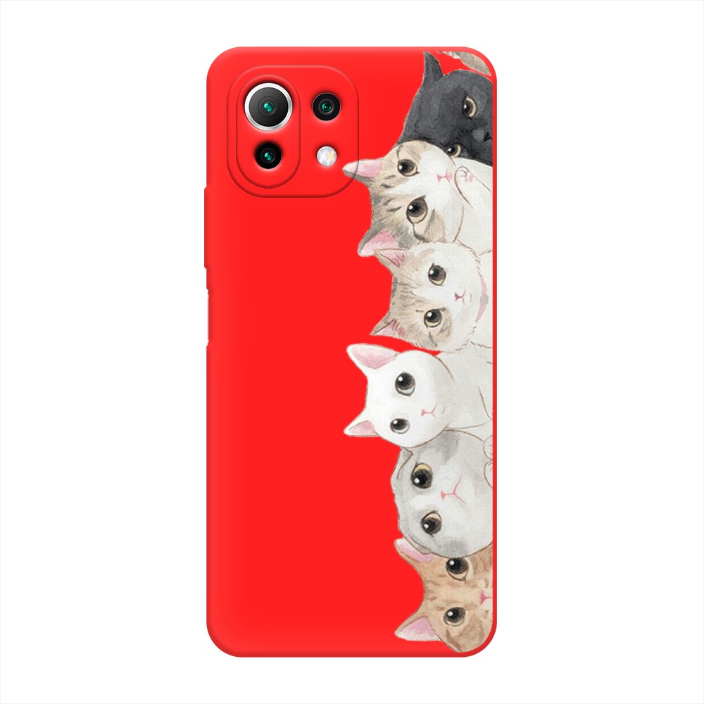 

Матовый силиконовый чехол "Котики" на Xiaomi Mi 11 Lite, Котики
