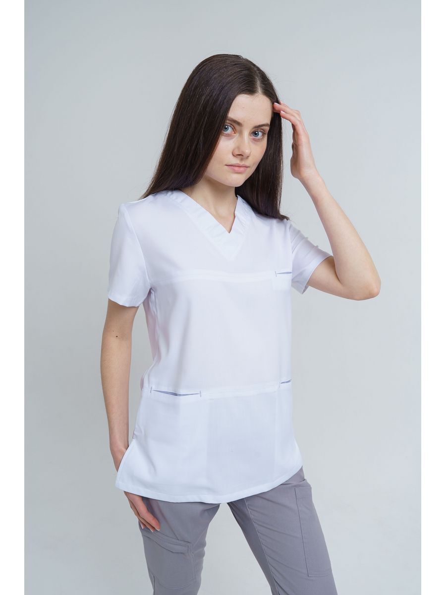 

Блуза медицинская женская NoBrand TZ300 белая 50 RU, Белый, TZ300