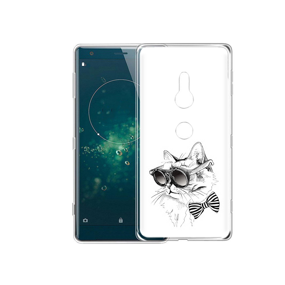 Чехол MyPads Tocco для Sony Xperia XZ2 крутая кошка в очках