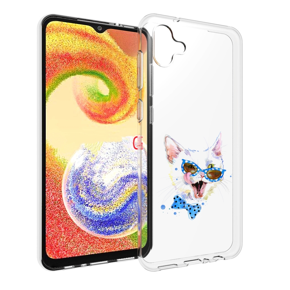 

Чехол MyPads белый кот для Samsung Galaxy A04, Прозрачный, Tocco