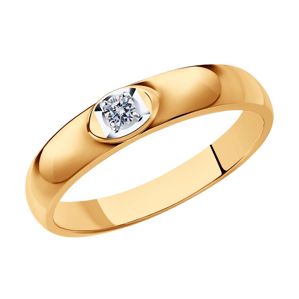 

Кольцо обручальное из красного золота р. 15,5 SOKOLOV Diamonds 1110127, бриллиант, 1110127