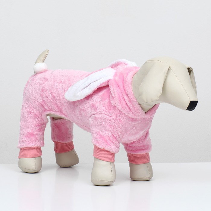 

Комбинезон для животных Зайка с капюшоном, размер XS ДС 20 см, ОГ 30 см, ОШ 20 см, розовый
