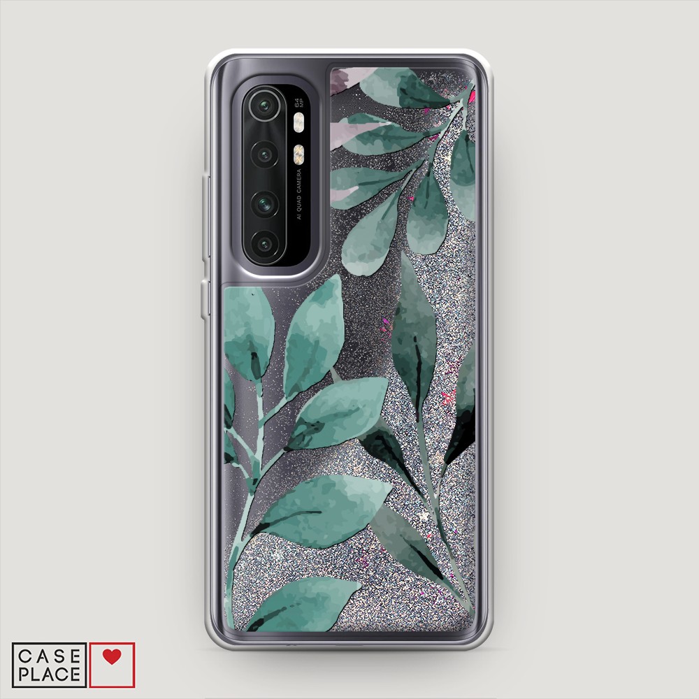 

Жидкий чехол с блестками "Листы цветов" на Xiaomi Mi Note 10 lite, 38491-1
