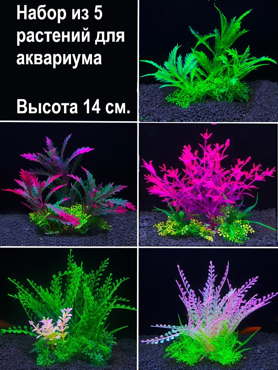 Искусственное растение для аквариума ALMA, зеленый, пластик, 5 шт