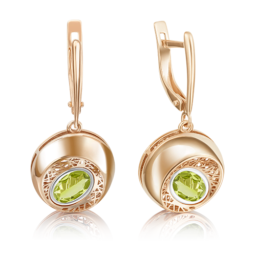 

Серьги подвески из золота PLATINA jewelry 02-4054, хризолит, 02-4054