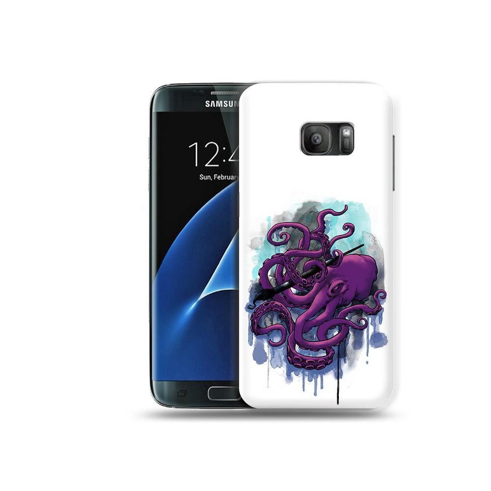 

Чехол MyPads Tocco для Samsung Galaxy S7 фиолетовый осьминог, Прозрачный, Tocco