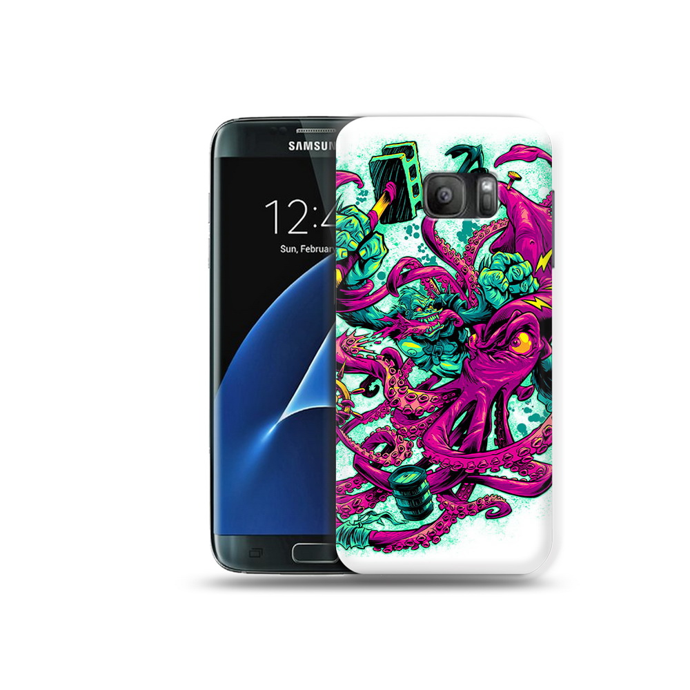 

Чехол MyPads Tocco для Samsung Galaxy S7 фиолетовый кракен, Прозрачный, Tocco