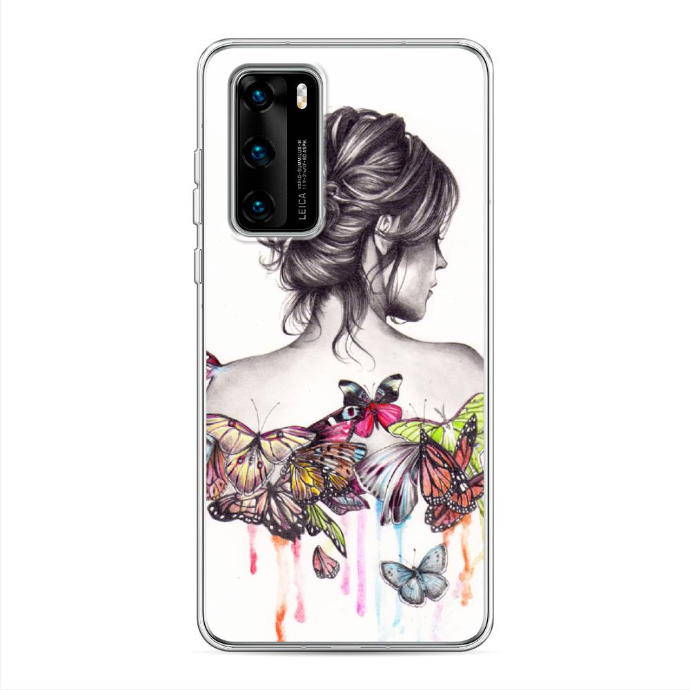 фото Чехол awog "девушка с бабочками" для huawei p40