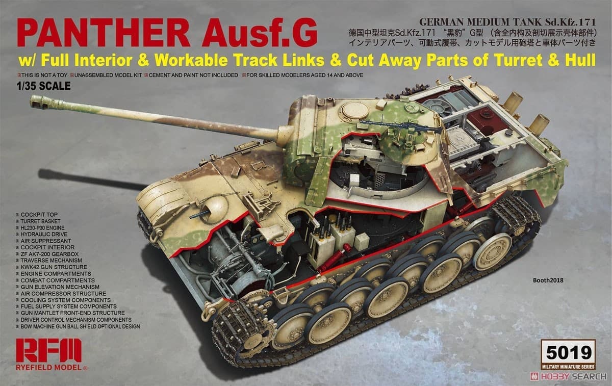 

RM-5019 Panther Ausf.G with Full Interior Cut Away Parts