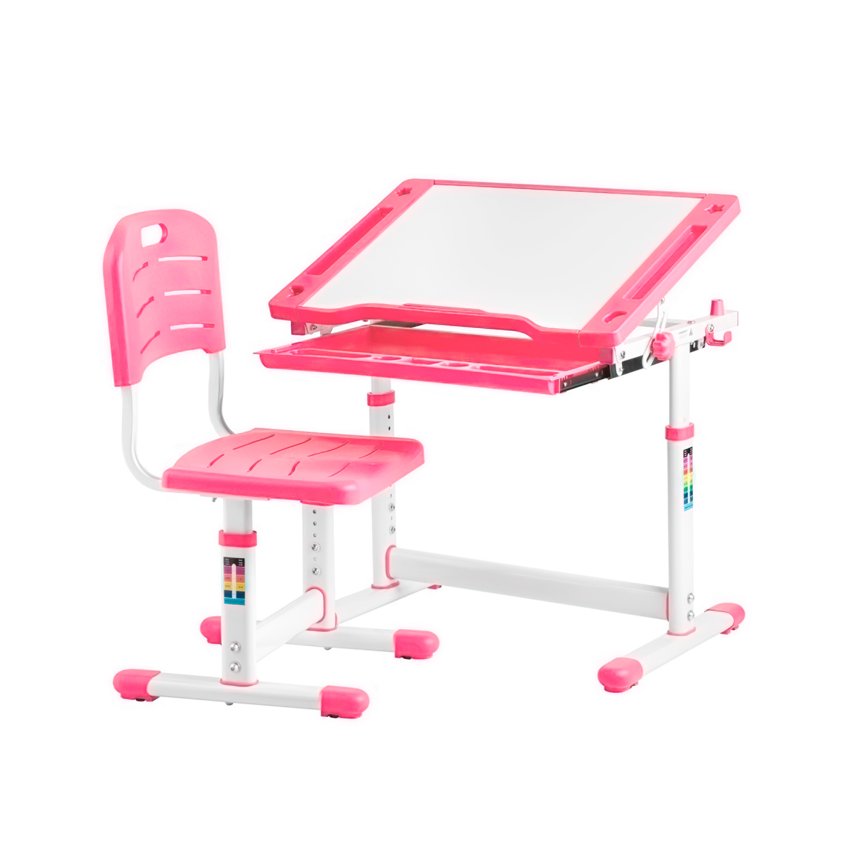 фото Комплект kinderzen arlekino парта + стул + выдвижной ящик, розовый