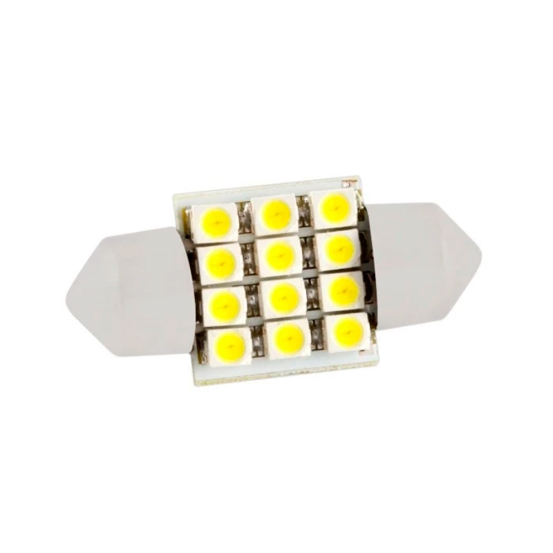 фото Лампа светодиодная c5w 12v "skyway" (12 smd диода c цоколем 31мм 1-контактная белая)