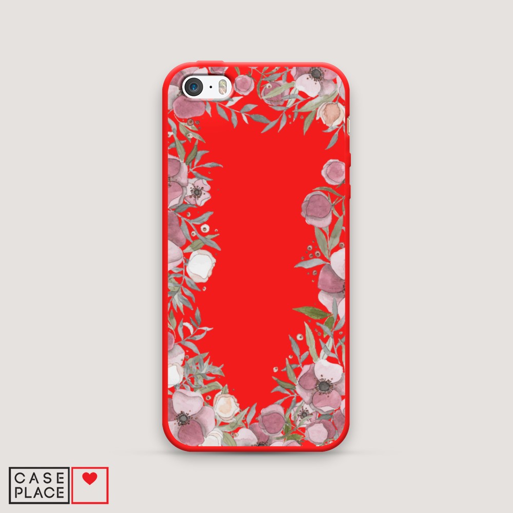 

Чехол Awog на Apple iPhone 5 / Айфон 5 "Розовая цветочная рамка", Разноцветный, 10353-1