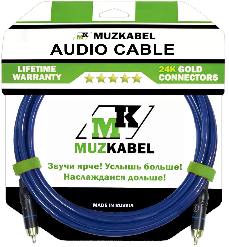 

Аудио кабель MUZKABEL RSLIK1 - 10 метров, RCA - RCA, Синий, RSLIK1