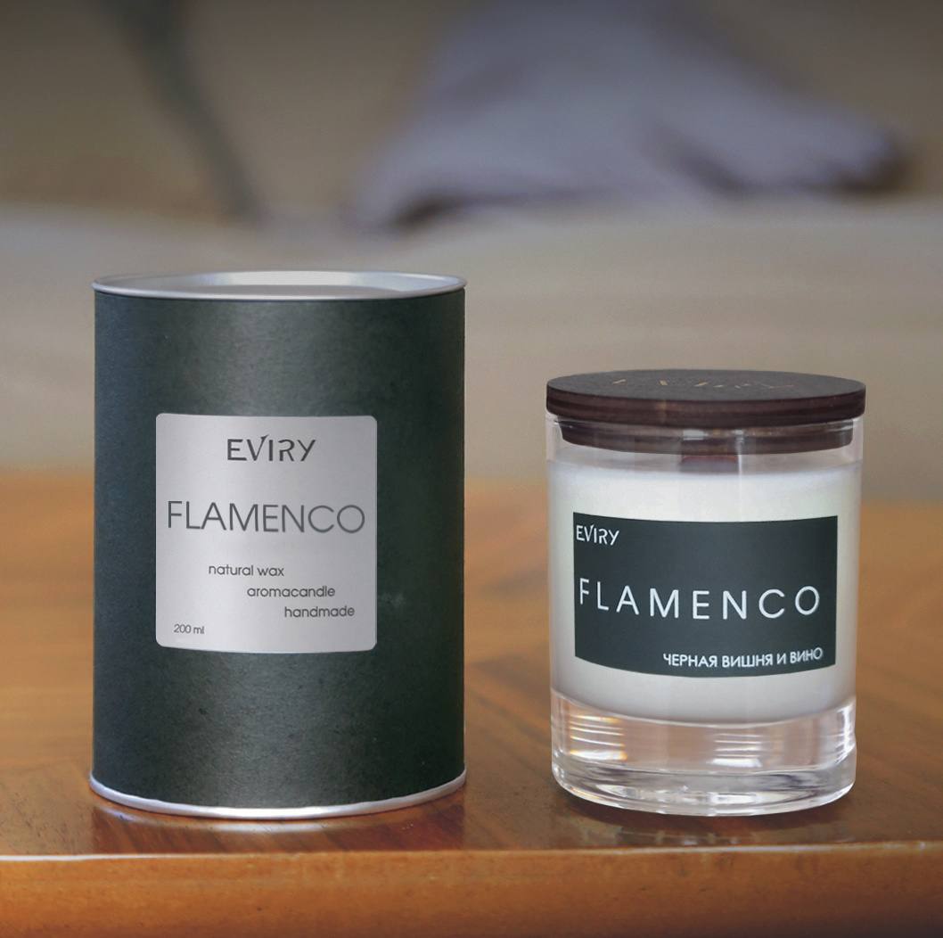 

Ароматическая свеча EVIRY FLAMENCO с деревянным фитилем Вишня и вино 200 мл