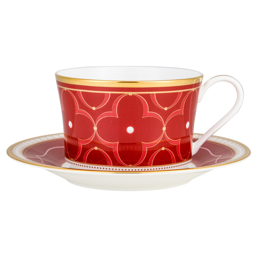 

Чашка чайная с блюдцем Noritake Трефолио, красный 245 мл, фарфор