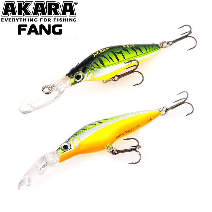 

Воблер Akara Fang 50F F50F-A149, Желтый;оранжевый;зеленый;черный;серебристый, Fang