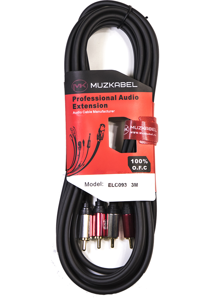 Кабель MUZKABEL 2RCA - 2RCA, 5м черный (ELC095)