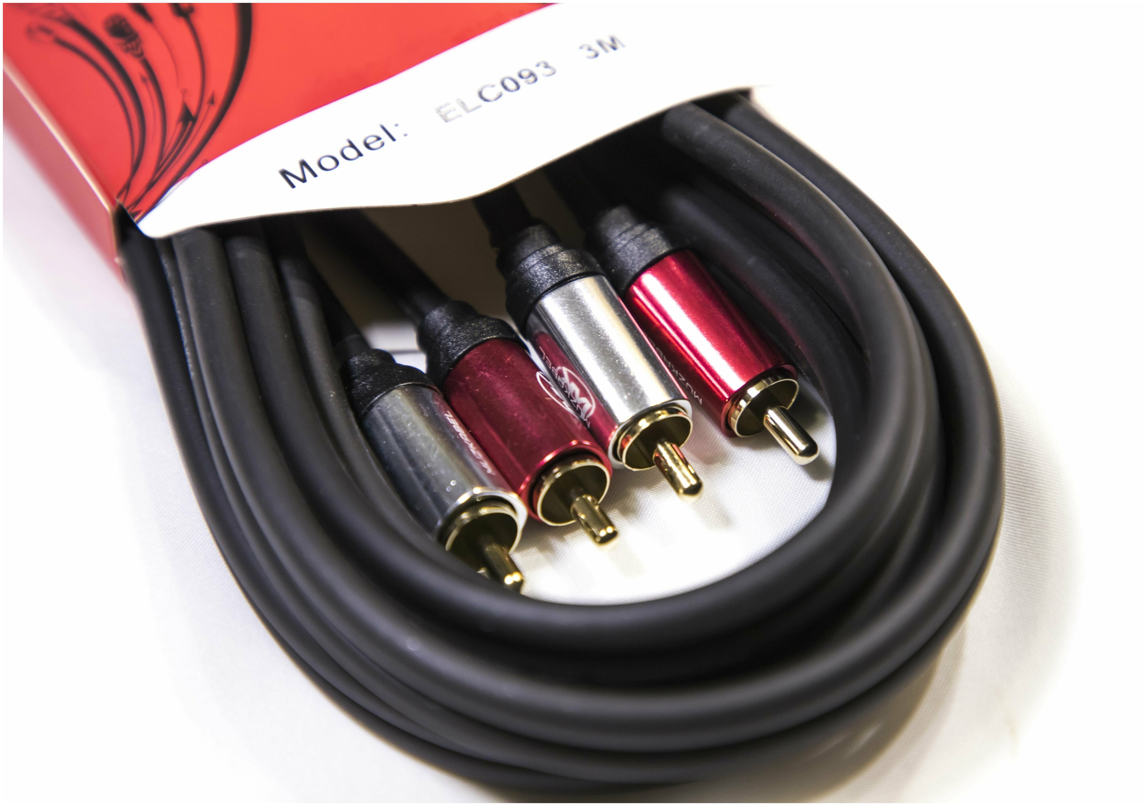 Кабель MUZKABEL 2RCA - 2RCA, 3м черный (ELC093)