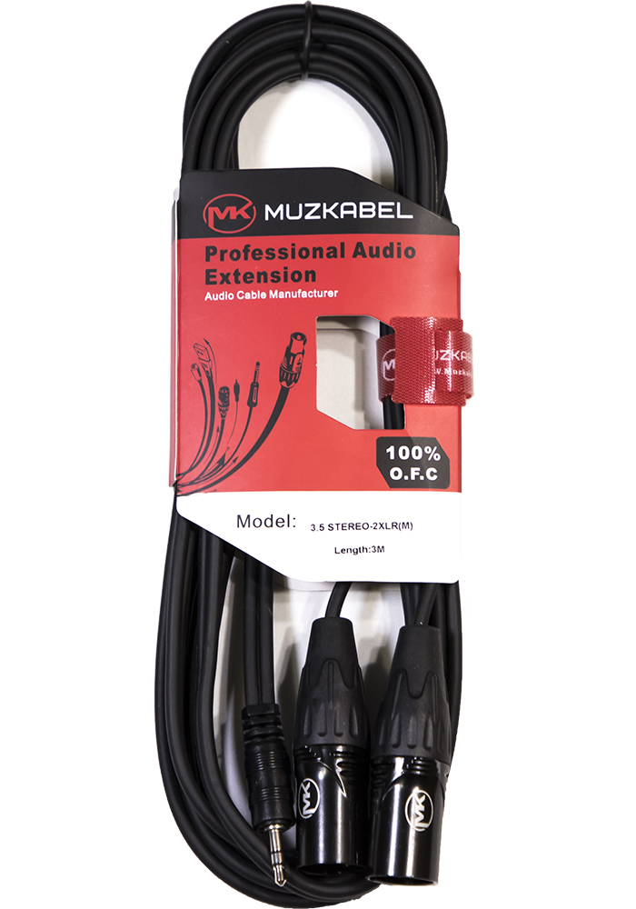 Кабель MUZKABEL Jack 3.5 - 2 XLR (F), 6м черный (AMC206)