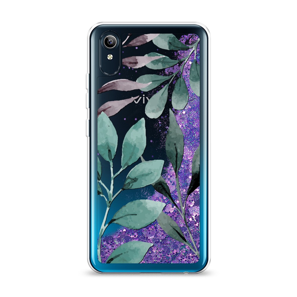 

Жидкий чехол с блестками "Листы цветов" на Vivo Y91c, 262892-1