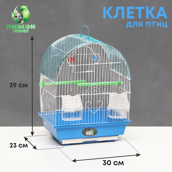 Клетка для птиц Пижон овальная 30 х 23 х 39 см синяя 1543₽