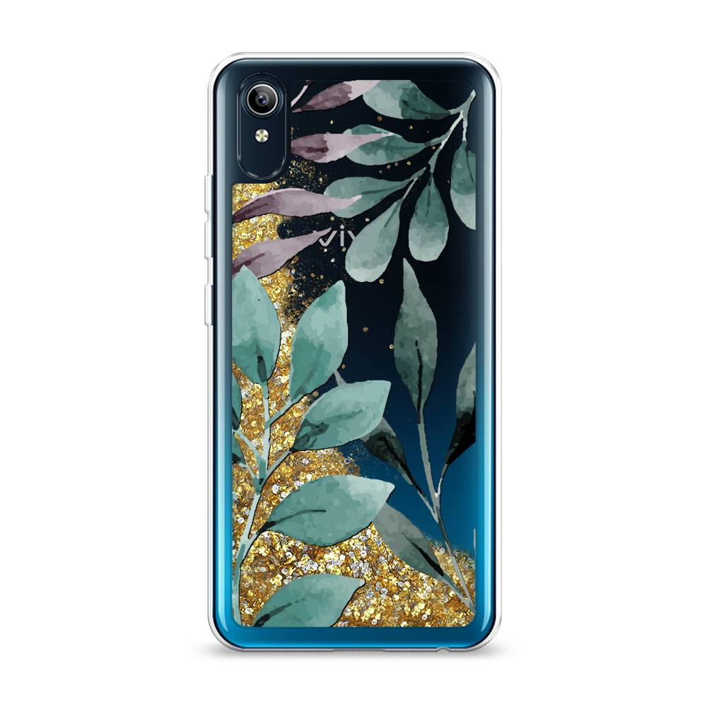 

Жидкий чехол с блестками "Листы цветов" на Vivo Y91c, 262890-1