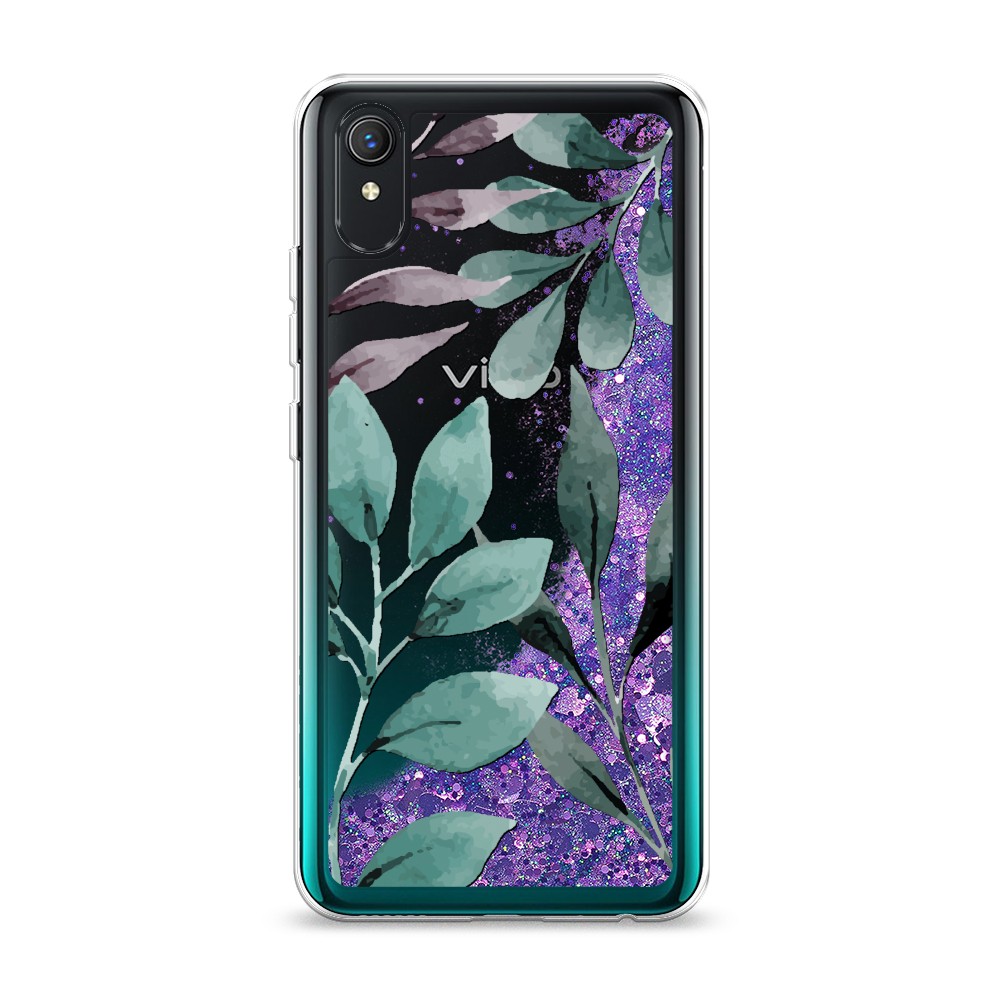 

Жидкий чехол с блестками "Листы цветов" на Vivo Y1s, 263292-1