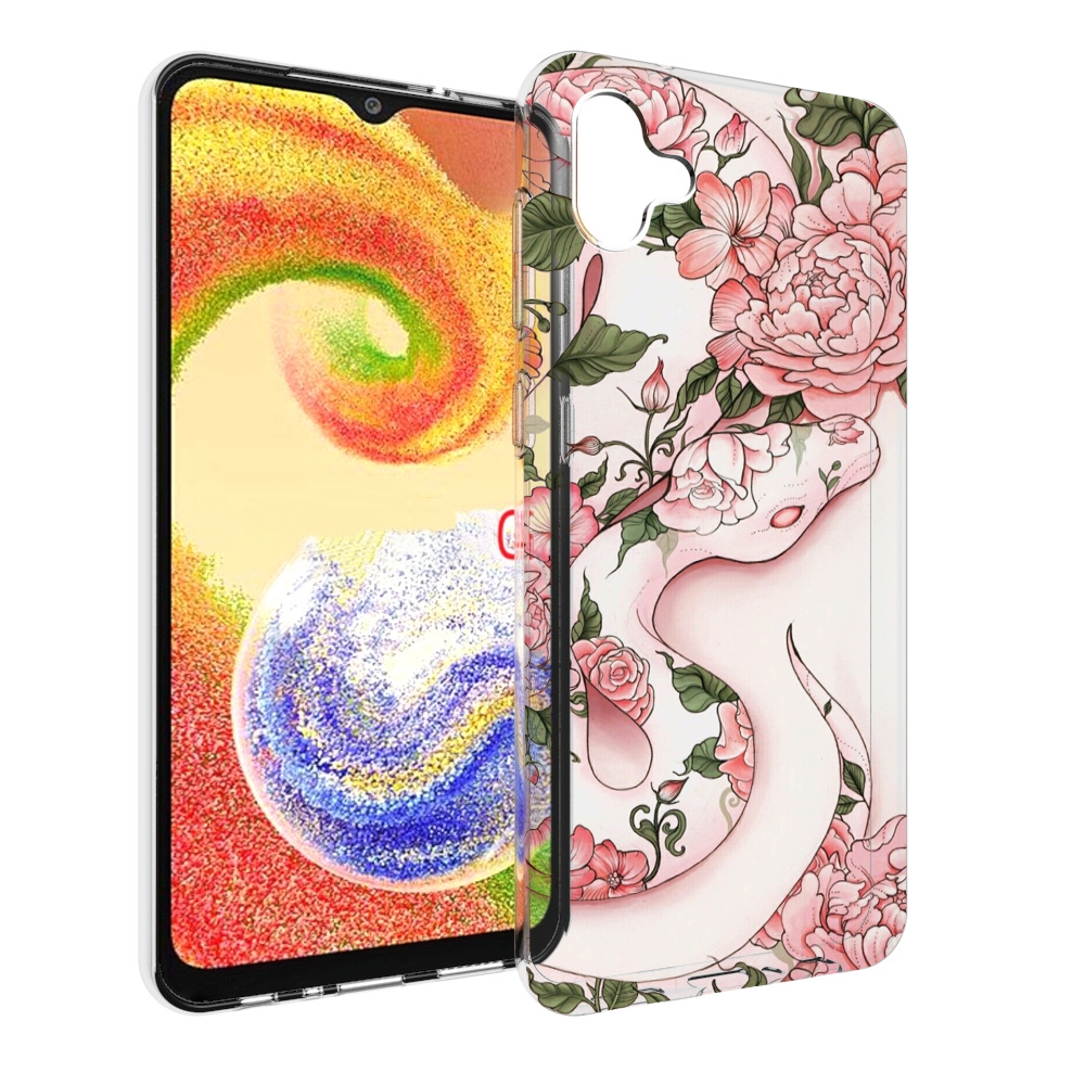 

Чехол MyPads змея-в-розовых-цветах женский для Samsung Galaxy A04, Прозрачный, Tocco