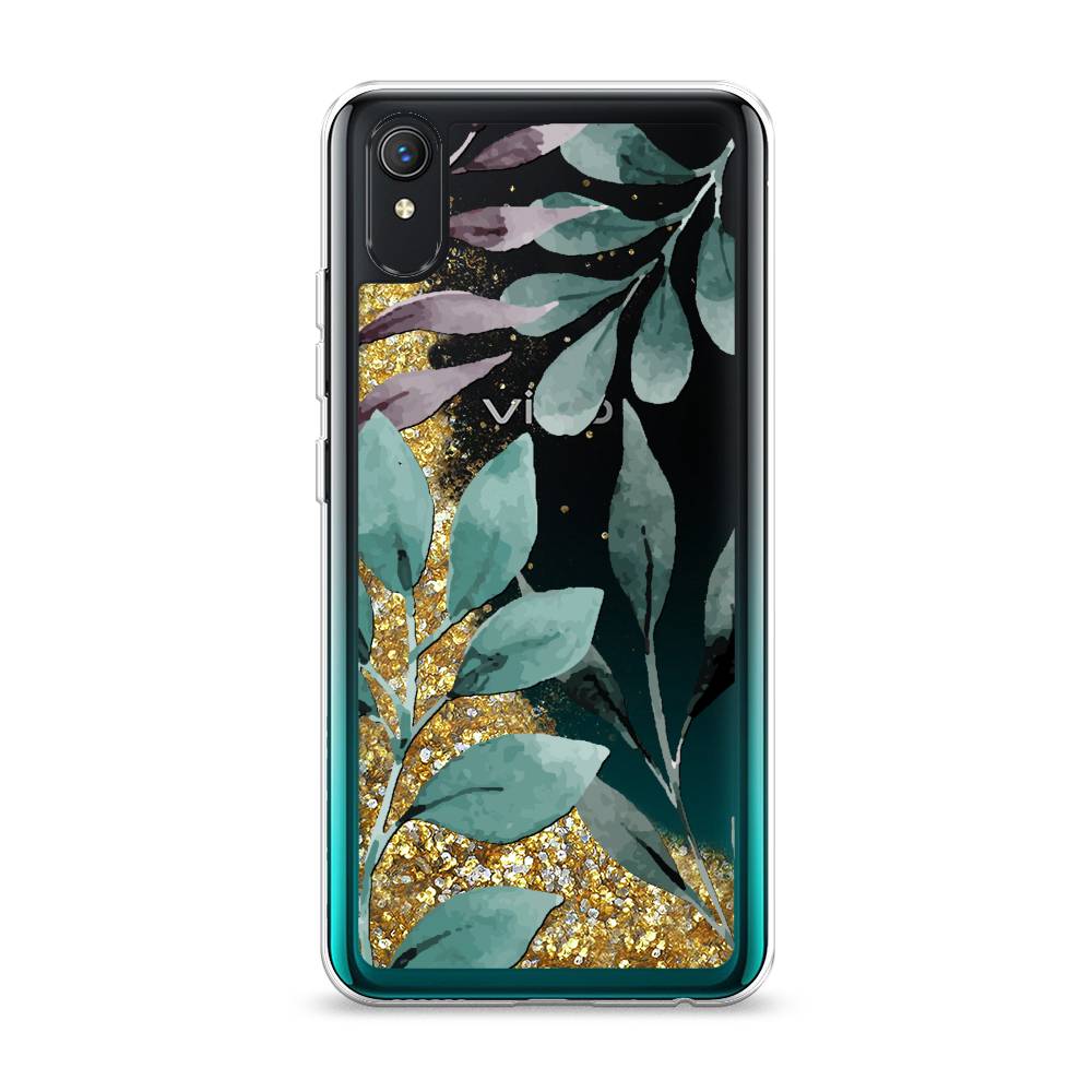 

Жидкий чехол с блестками "Листы цветов" на Vivo Y1s, 263290-1